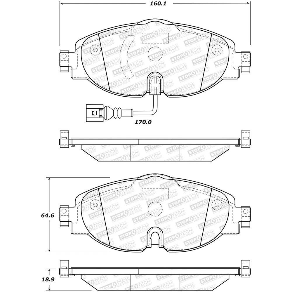StopTech 308.17600 Front Brake Pads Set for 14-19 A3 / 15-21 e-Golf / 14-18 Golf