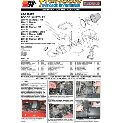 K&N Typhoon CAI V8 5.7L Chrysler/Dodge (69-2526TP)
