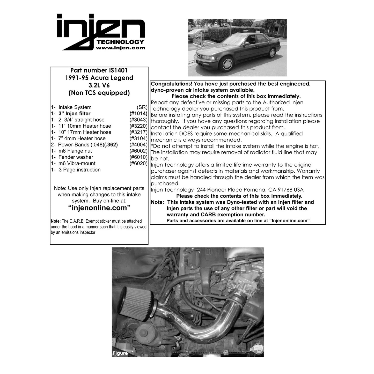 Injen Short Ram Intake | Acura Legend (91-96) (IS1401P)
