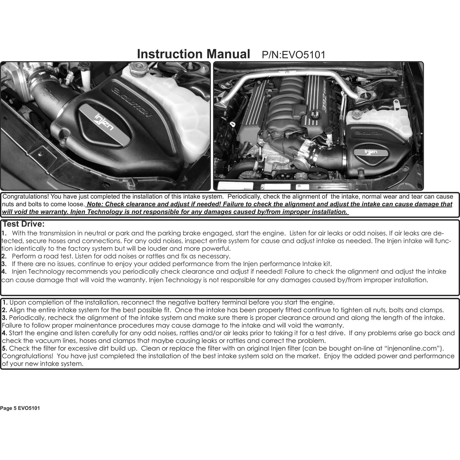 Injen  Evolution Cold Air Intake System | 2011 - 2017 Dodge Challenger  (EVO5101)