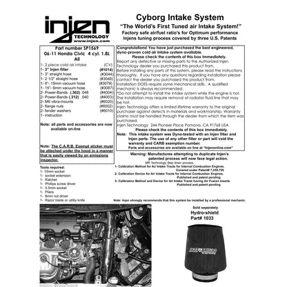 Injen Black Cold Air Intake System | Honda Civic EX 1.8L 4 Cyl. (06-09) Manual (SP1569BLK)