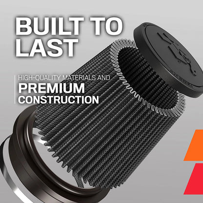 K&N RU-3106HBK Universal Round Tapered High Flow Washable Air Filter for Intake