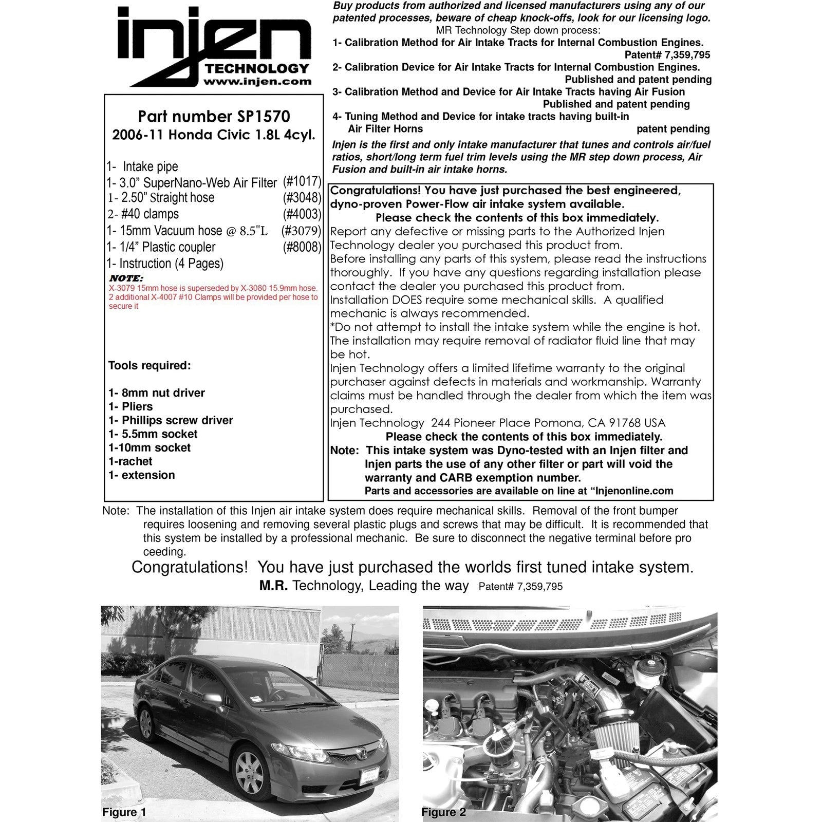 Injen SP Short Ram Intake w/ MR Tech/Nano Filter | Honda Civic 06-11 1.8L (SP1570P)
