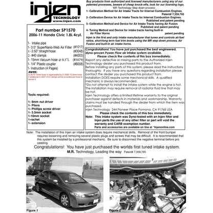 Injen SP Short Ram Intake w/ MR Tech/Nano Filter | Honda Civic 06-11 1.8L (SP1570P)