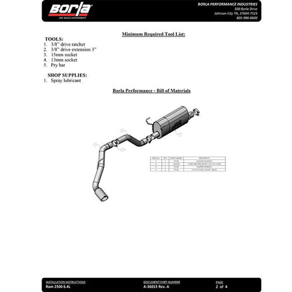 Borla Cat-Back Exhaust System - S-Type | 2014-2018 Ram 2500 Automatic 6.4L (140801)