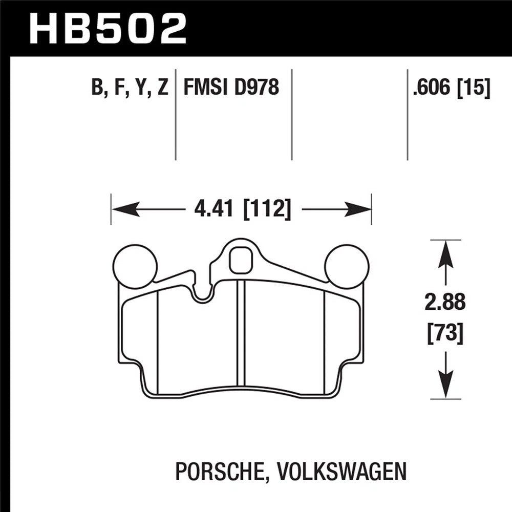 Hawk Performance HPS Street Rear Brake Pads | Porsche / Volkswagen (HB502F.606)