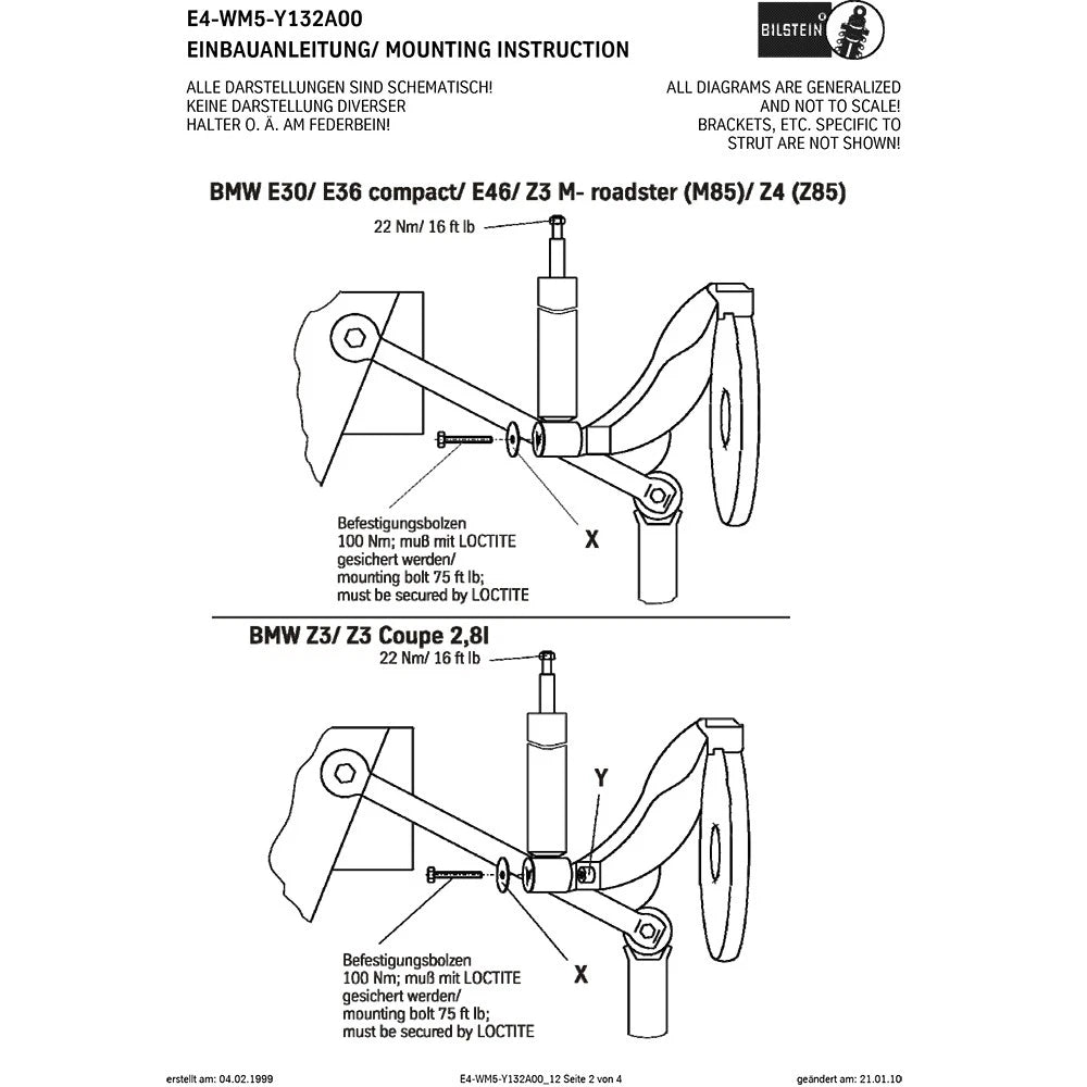 Bilstein B6 Performance Suspension Shock Absorber for 1986-1987 BMW 325es