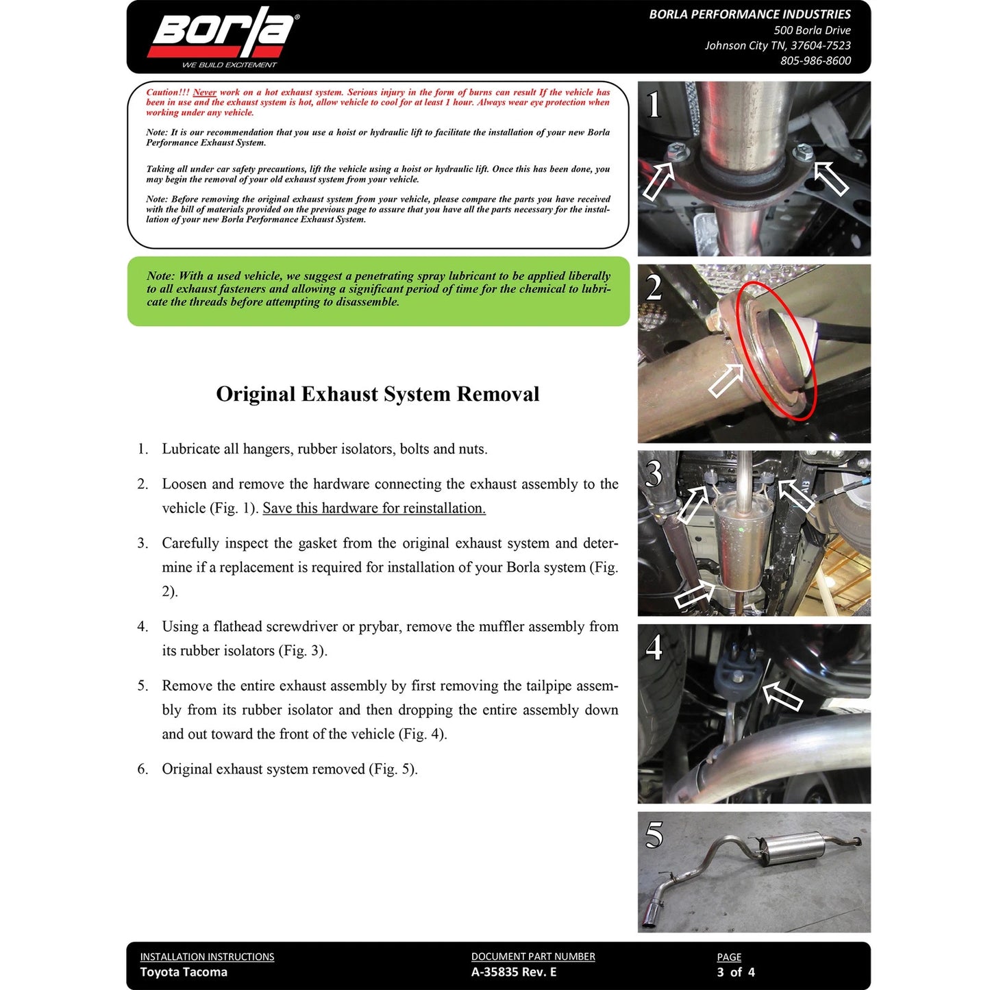 Borla 140681 S-Type Stainless Cat Back Exhaust System for 2016-23 Tacoma 3.5L V6