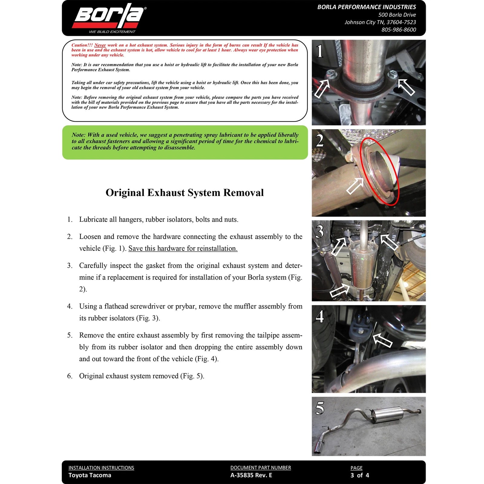 Borla 140681 S-Type Stainless Cat Back Exhaust System for 2016-23 Tacoma 3.5L V6