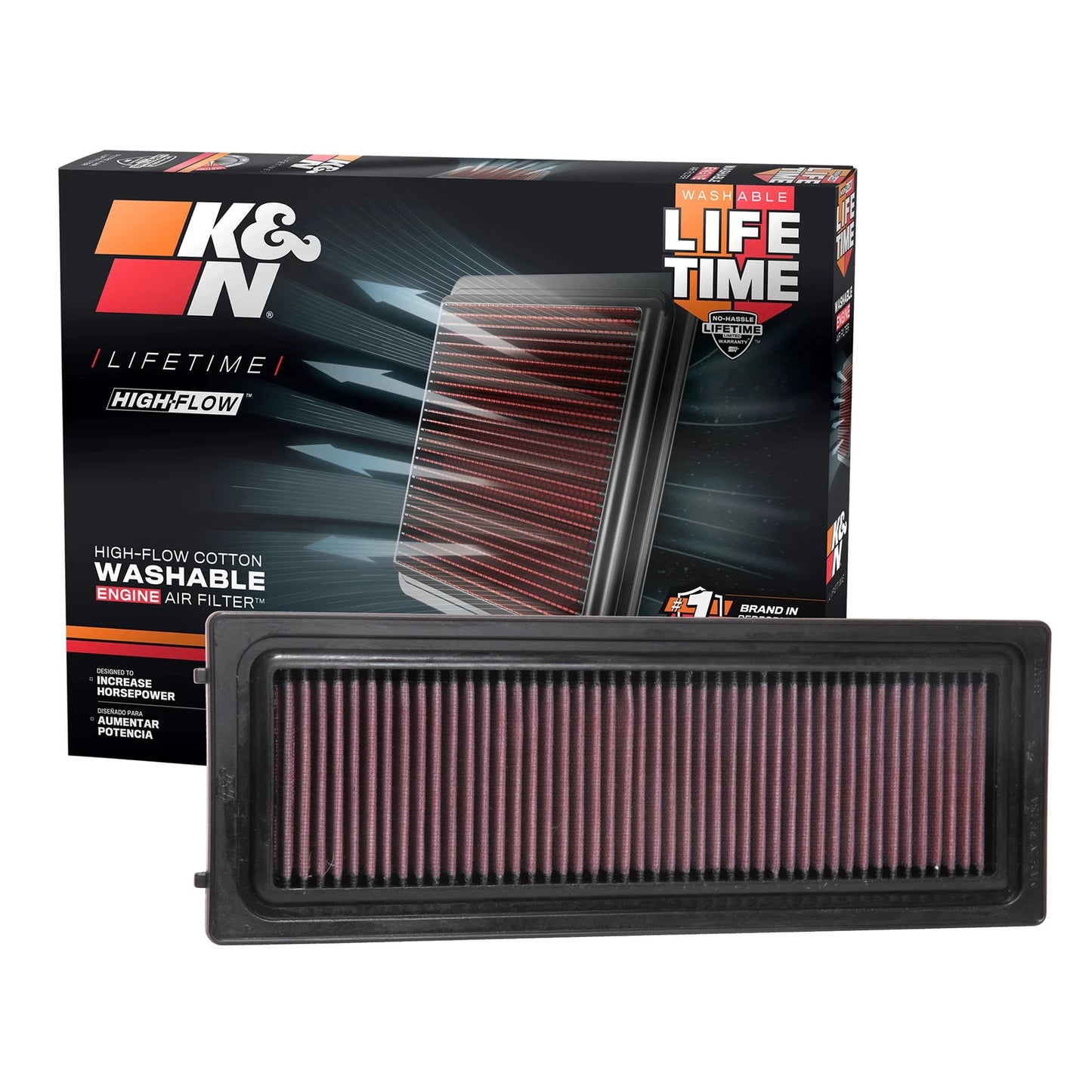 K&N 33-3071 Performance Air Filter for 16-22 Giulia / Stelvio 2.0 Gas 2.2 Diesel