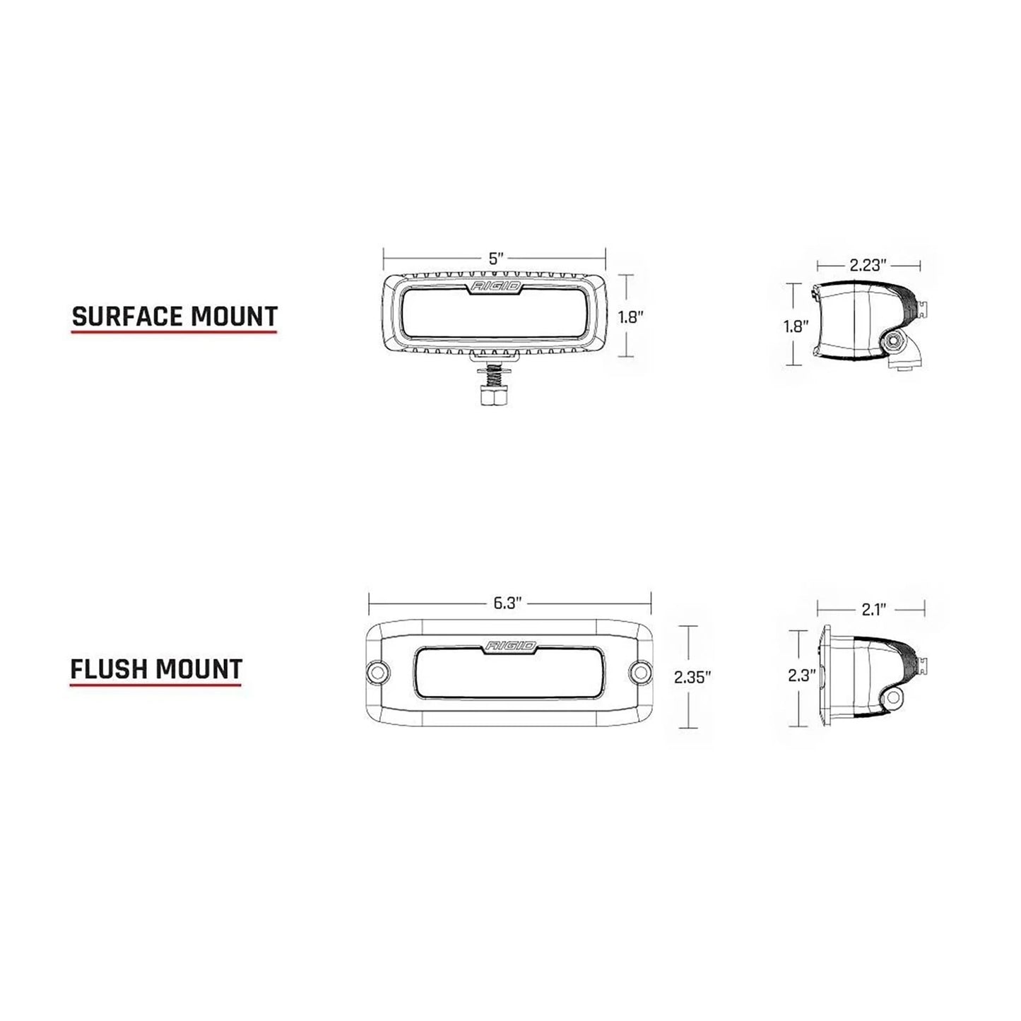 Rigid Industries Rigid SR-Q Back Up Light Kit - Flood Diffused / Flush / Pair (RIG980033)