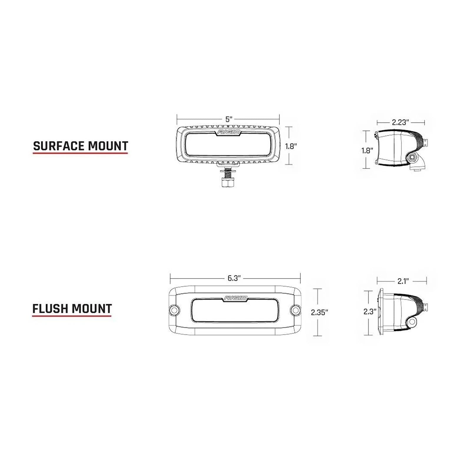 Rigid Industries Rigid SR-Q Back Up Light Kit - Flood Diffused / Flush / Pair (RIG980033)