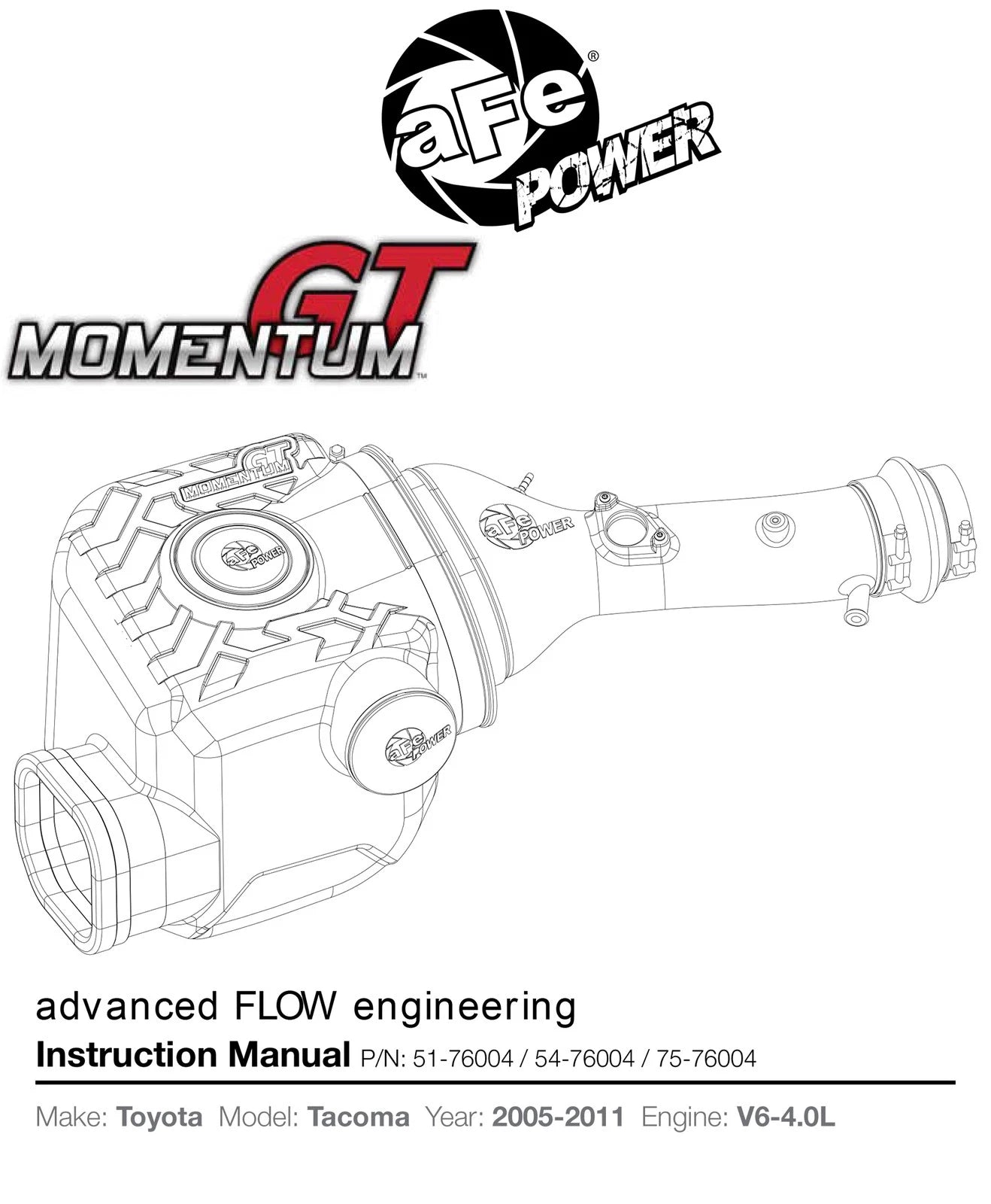 aFe Momentum GT Pro DRY S Cold Air Intake | Toyota Tacoma V6 4.0L (05-11) (51-76004)