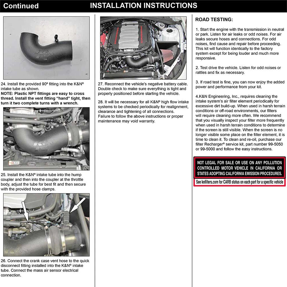 K&N 2016 Chevy Camaro SS V8-6.2L AirCharger Performance Intake | Chevrolet Camaro (16) (63-3092)