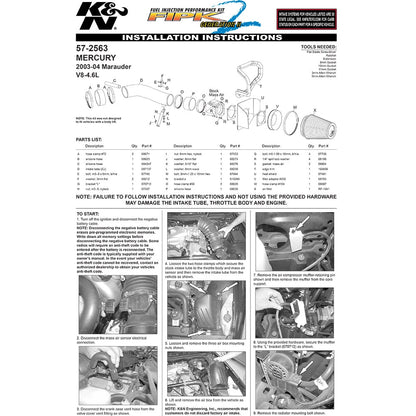 K&N Engineering Performance Intake Kit: Mercury Marauder 2003 - 2004 V8-4.6L