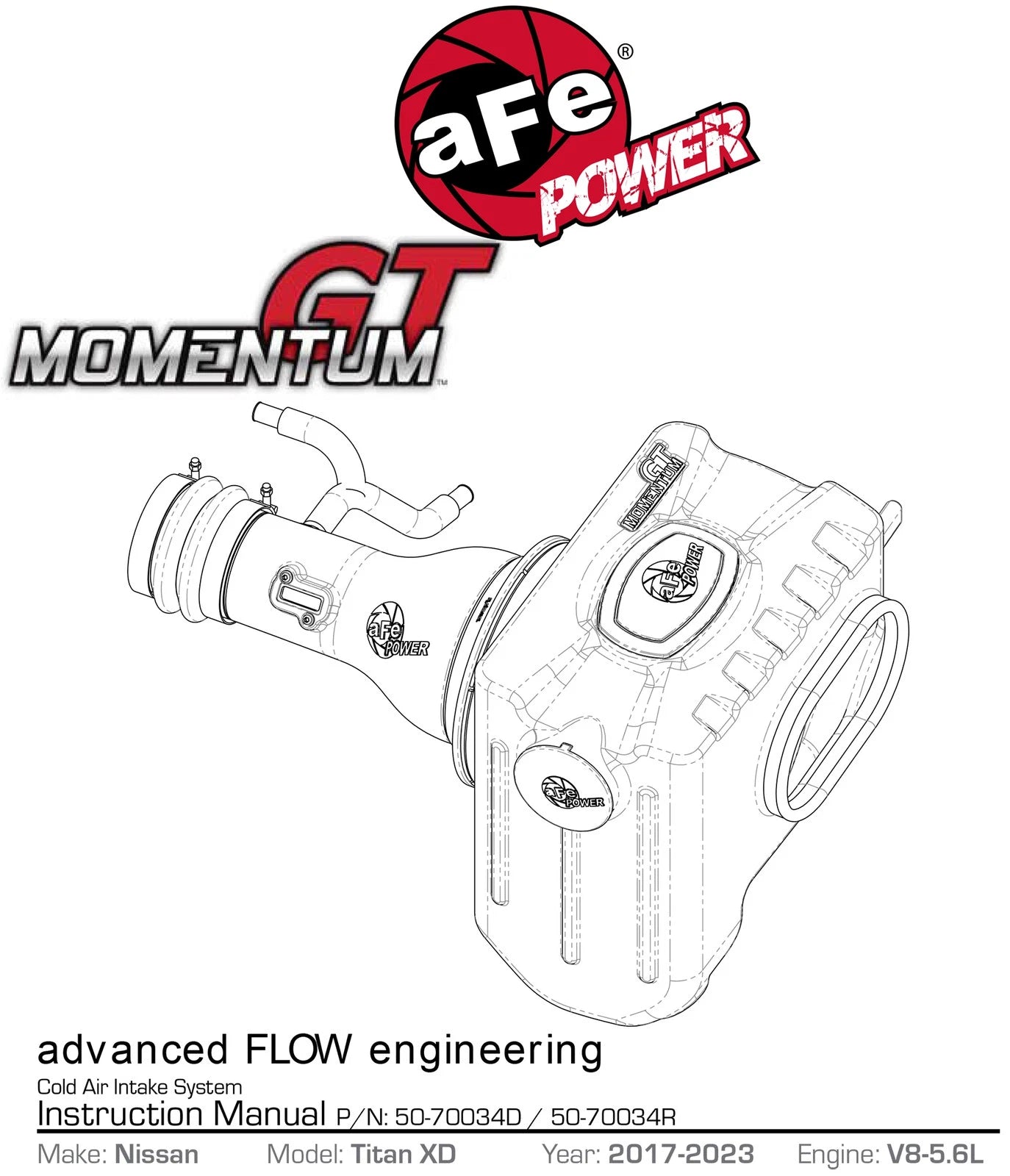 aFe Momentum HD Pro 10R Cold Air Intake | Nissan Titan XD V8-5.6L (17-19) (50-70034R)