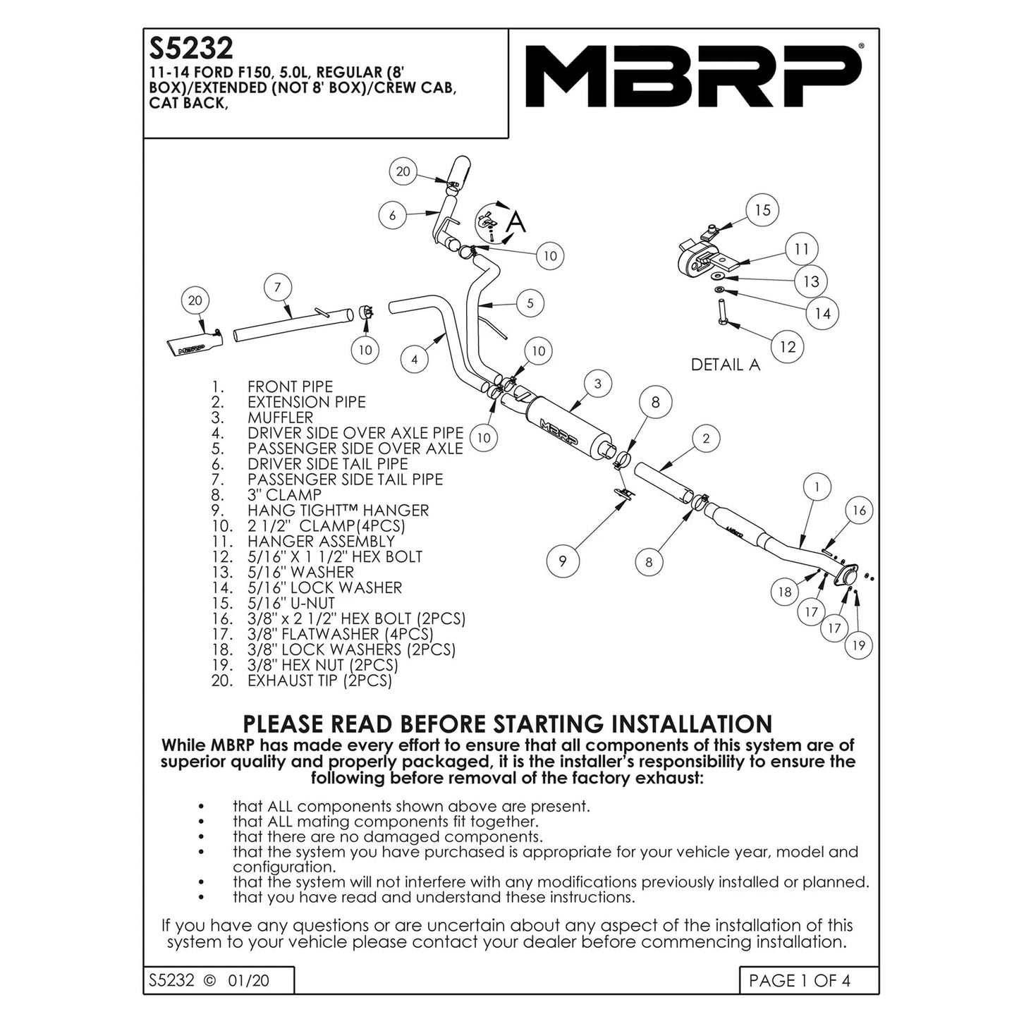 MBRP 3in Aluminized Cat-Back Dual 2.5in Split Side Exit Exhaust | Ford F-150 5.0L V8 (11) (S5232AL)