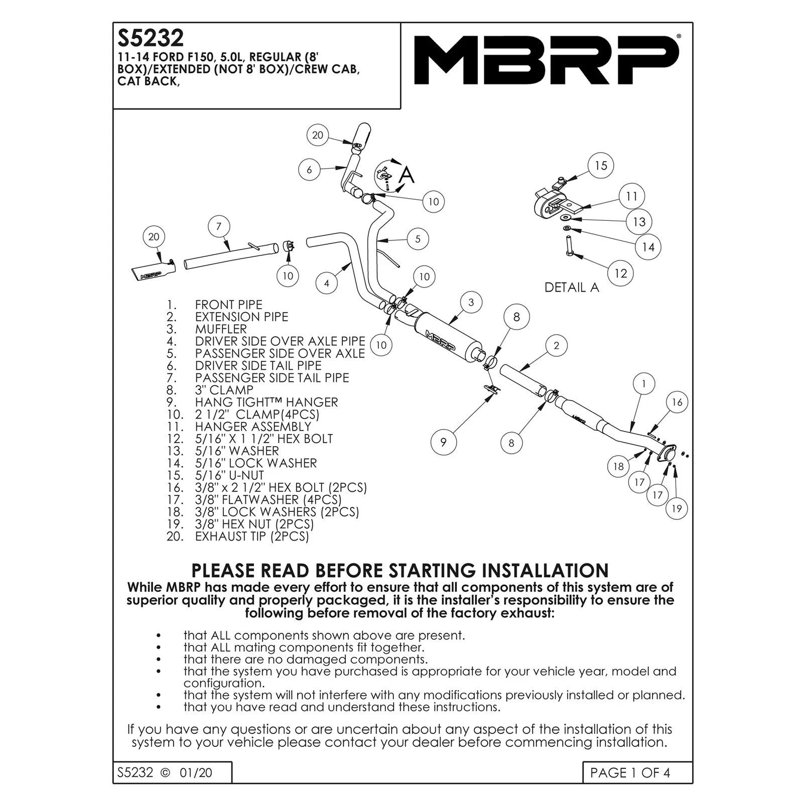 MBRP 3in Aluminized Cat-Back Dual 2.5in Split Side Exit Exhaust | Ford F-150 5.0L V8 (11) (S5232AL)