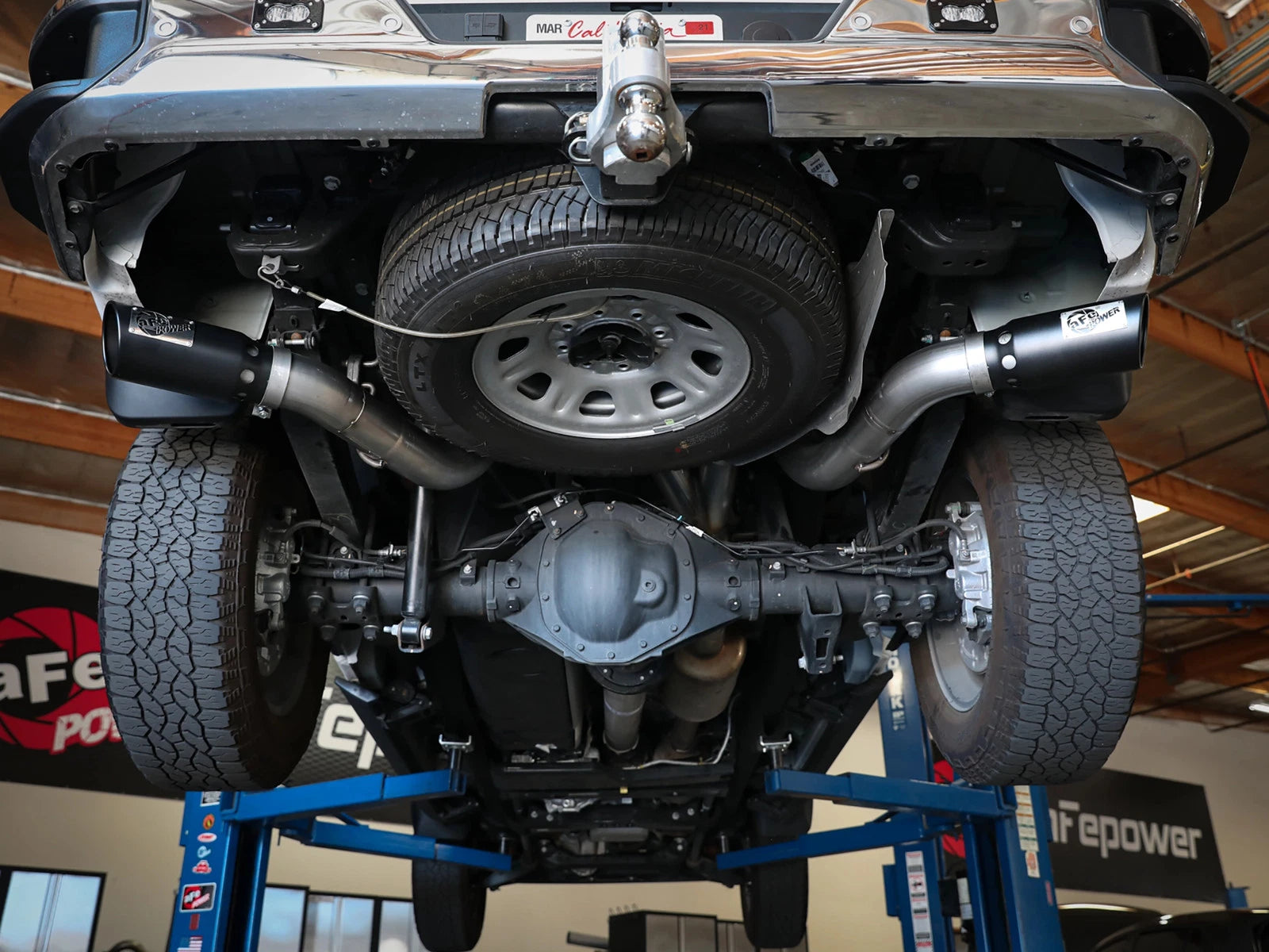 aFe Large Bore-HD 4in 409SS DPF-Back Exhaust w/ Black Tip | GM Diesel Trucks V8-6.6L L5P (49-44126-B)