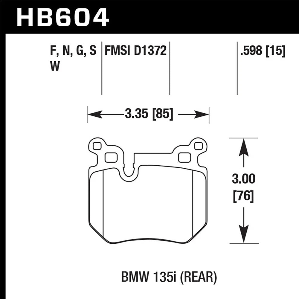 Hawk Performance Street Rear Brake Pads | BMW 135i (Multiple Years) (HB604F.598)