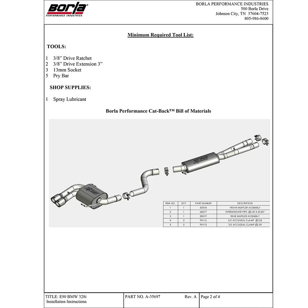 Borla Cat-Back Exhaust System - Touring | Multiple Fitments (140505)