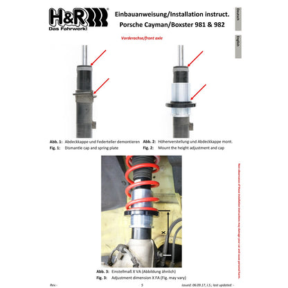 H&R VTF Adjustable Lowering Springs w/ PASM | Porsche 718 Cayman S (17-23) (23006-1)