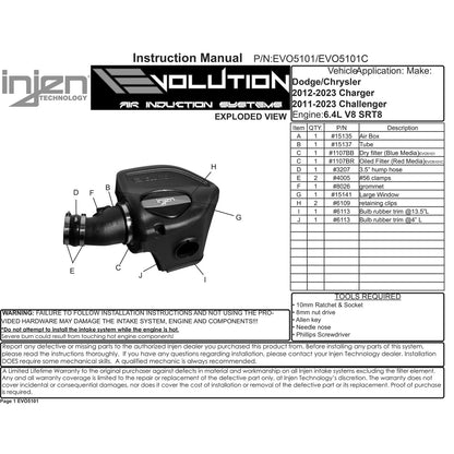 Injen  Evolution Cold Air Intake System | 2011 - 2017 Dodge Challenger  (EVO5101)