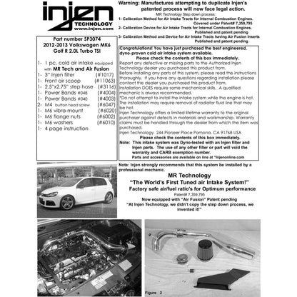 Injen Cold Air Intake System | 2012-2013 VW Golf R Mk6 (SP3074)