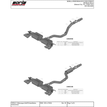 Borla S-Type Cat-Back Exhaust | 2015-2017 VW Golf R Mk7 (140643)