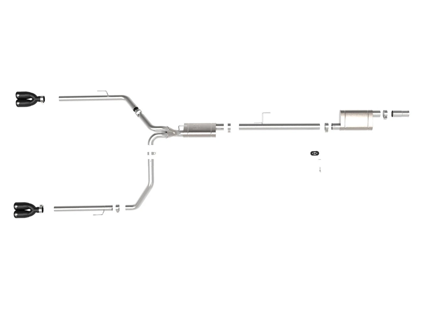 aFe Vulcan 3-3in-2-1/2in SS Cat-Back w/ Black Tips | Jeep Gladiator V6-3.6L (49-38084-B)