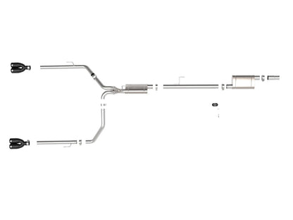 aFe Vulcan 3-3in-2-1/2in SS Cat-Back w/ Black Tips | Jeep Gladiator V6-3.6L (49-38084-B)