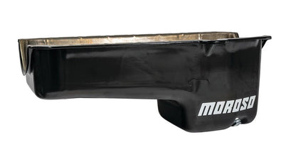 Moroso Pre-80 Chevrolet Small Block (w/Driver Side Dipstick) Wet Sump 6qt 8.25in Steel Oil Pan - Blk