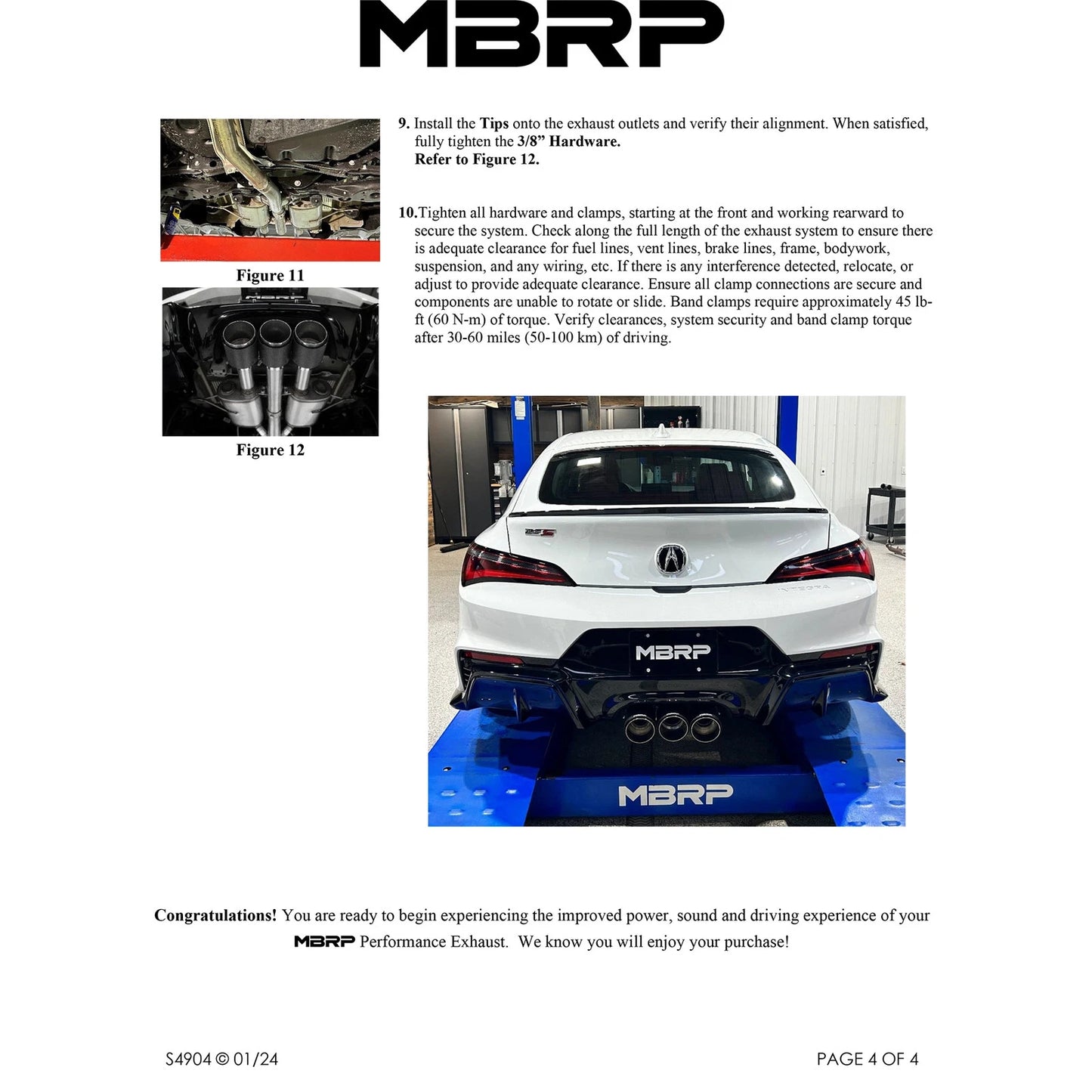 MBRP S49043BE Stainless Cat Back Exhaust System for 2024-26 Integra Type-S 2.0L