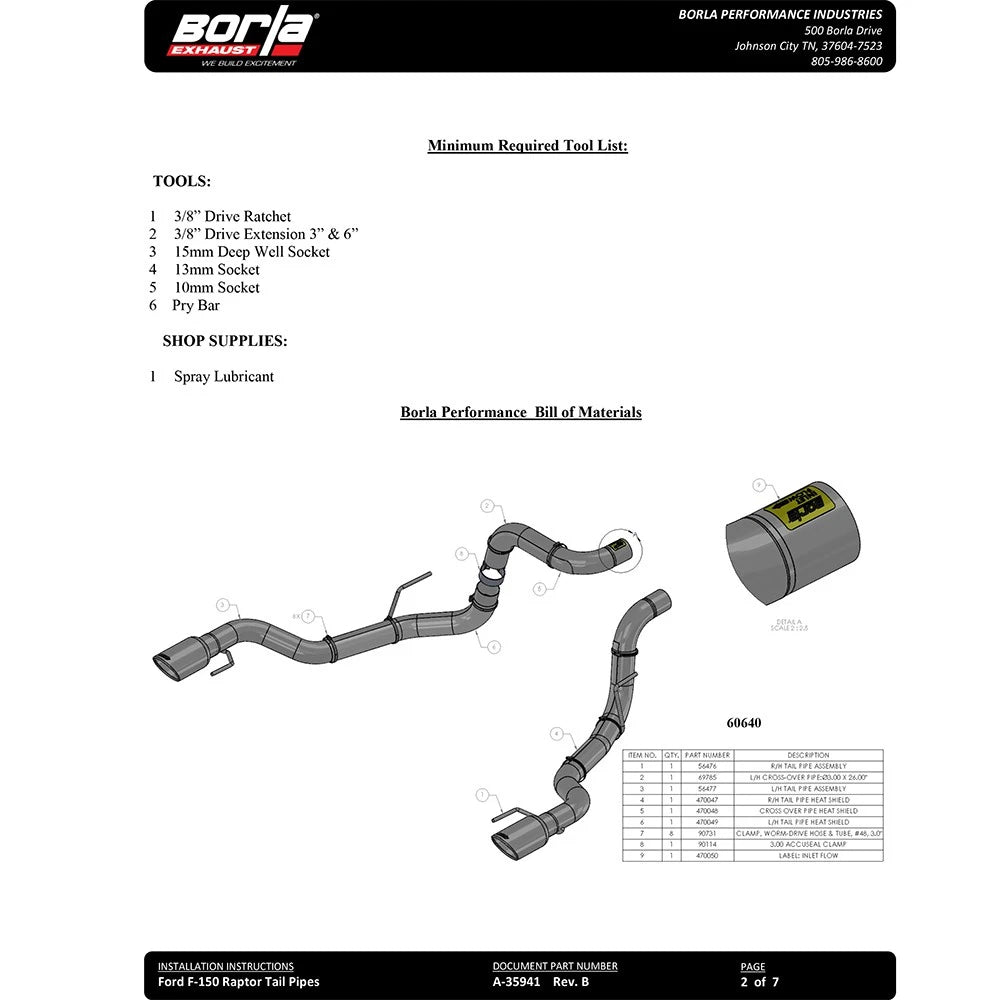 Borla Connection Pipes - Tail Pipes | Multiple Fitments (60640)