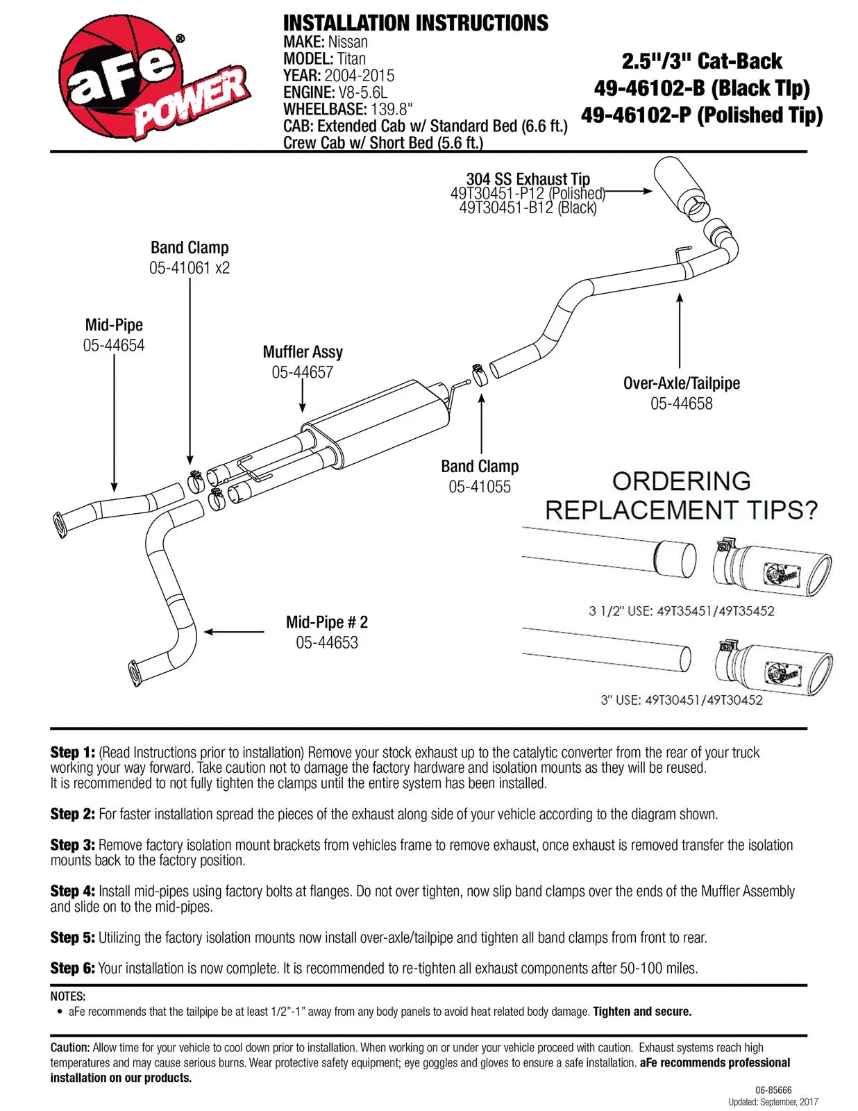 aFe MACH Force-XP 2.5-3in SS Cat-Back Exhaust | Nissan Titan (04-15) (49-46102-B)