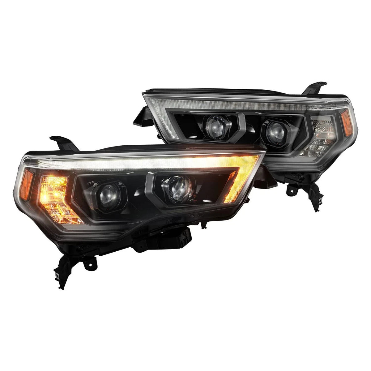AlphaRex 14-22 Toyota 4Runner PRO LED Proj Headlights Jet Black Seq Sig/DRL (880816)