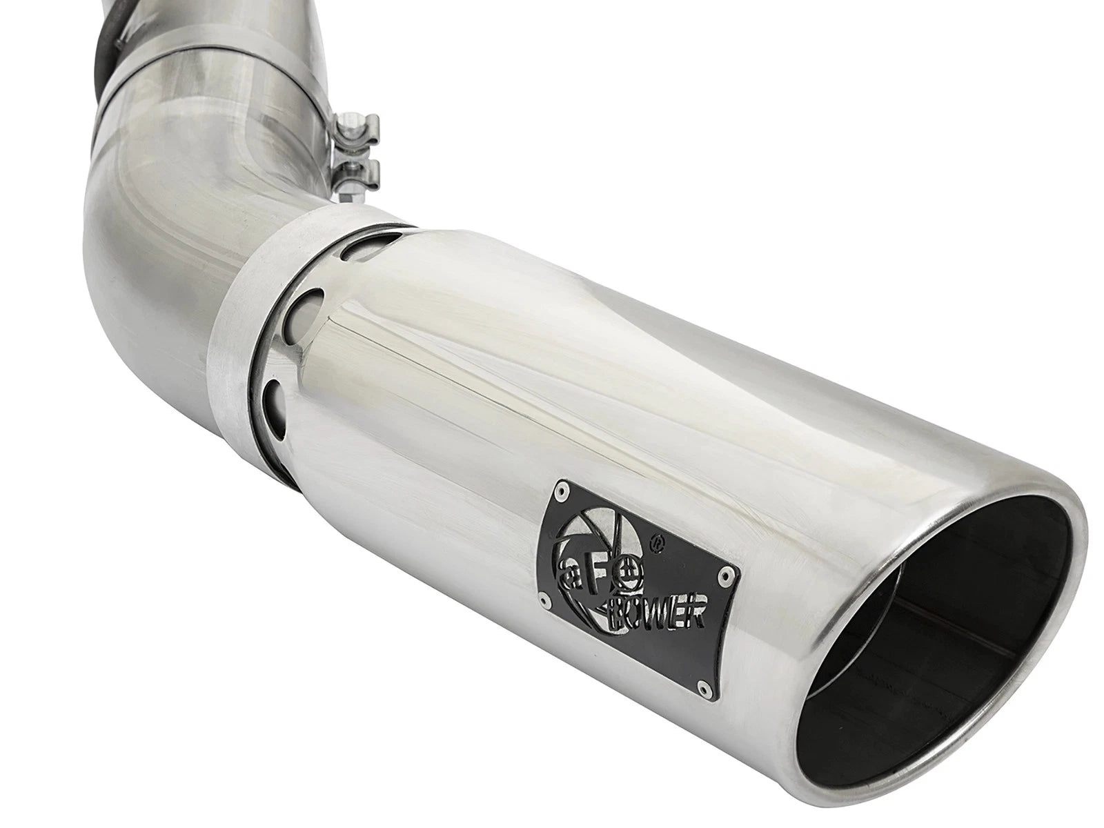 aFe 5in Large Bore HD 409-SS DPF-Back Exhaust w/Polished Tip | GM Duramax V8-6.6L L5P 2017 (49-44085-P)