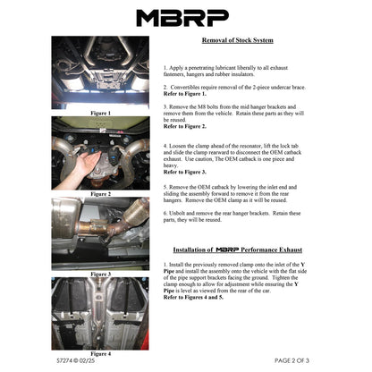 MBRP T409 Stainless Steel 3" Cat-Back - Dual Split Exit | 2015-2024 Ford Mustang EcoBoost (S7274409)