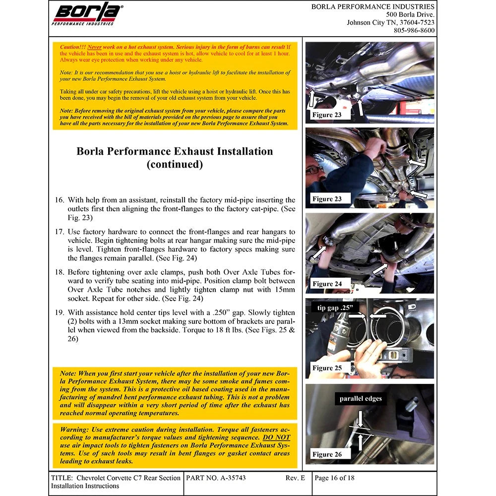 Borla Axle-Back Exhaust System | 2014-2019 Chevrolet Corvette Stingray C7 (11856)