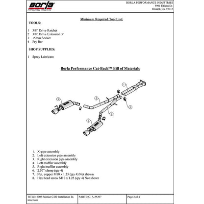 Borla Cat-Back Exhaust System - S-Type Classic | 2005-2006 Pontiac GTO 6.0L (140165)