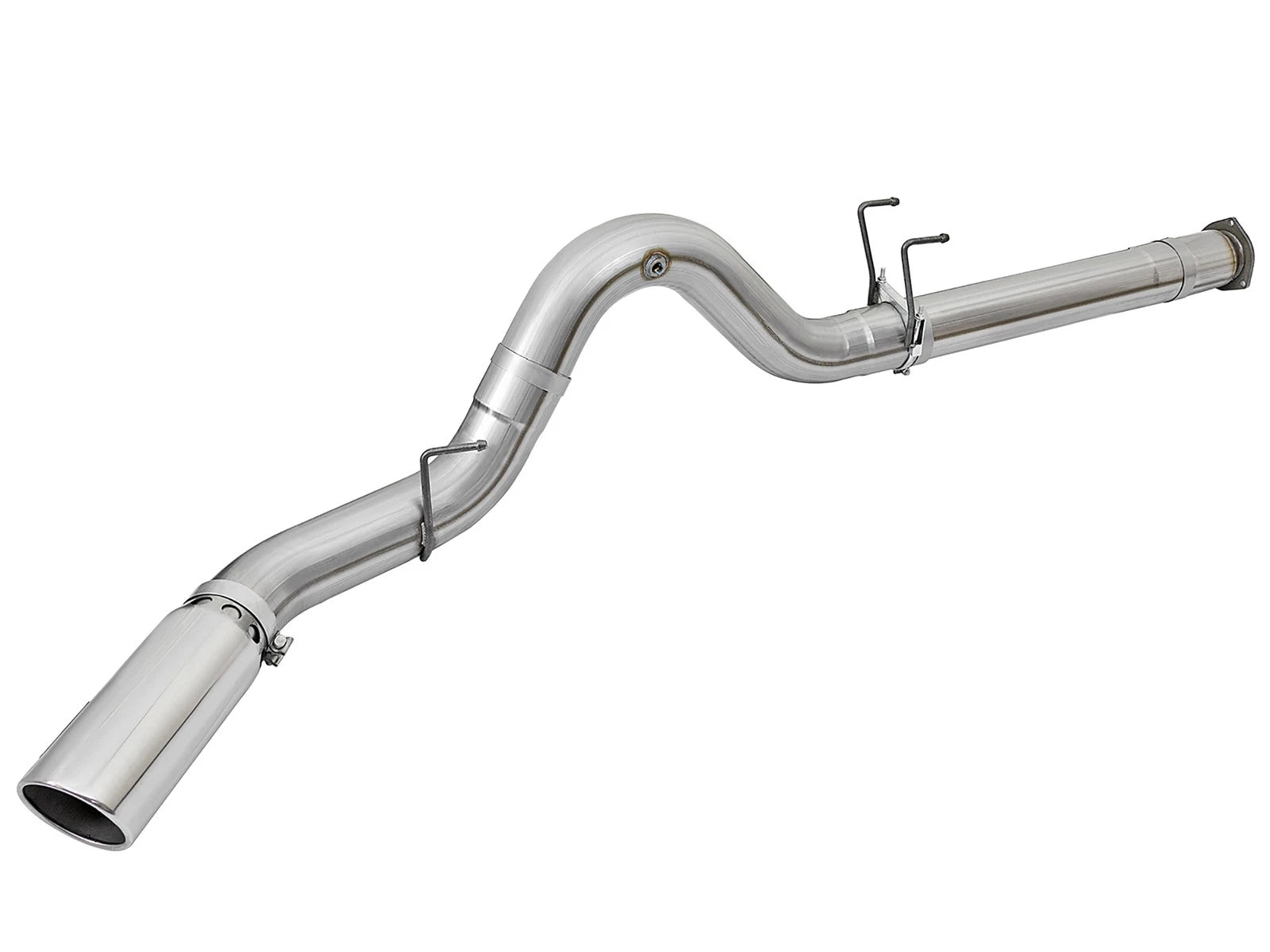 aFe 5in DPF-Back Alum Steel Exhaust w/Polished Tip | Ford Diesel Trucks V8 6.7L (49-03090-P)