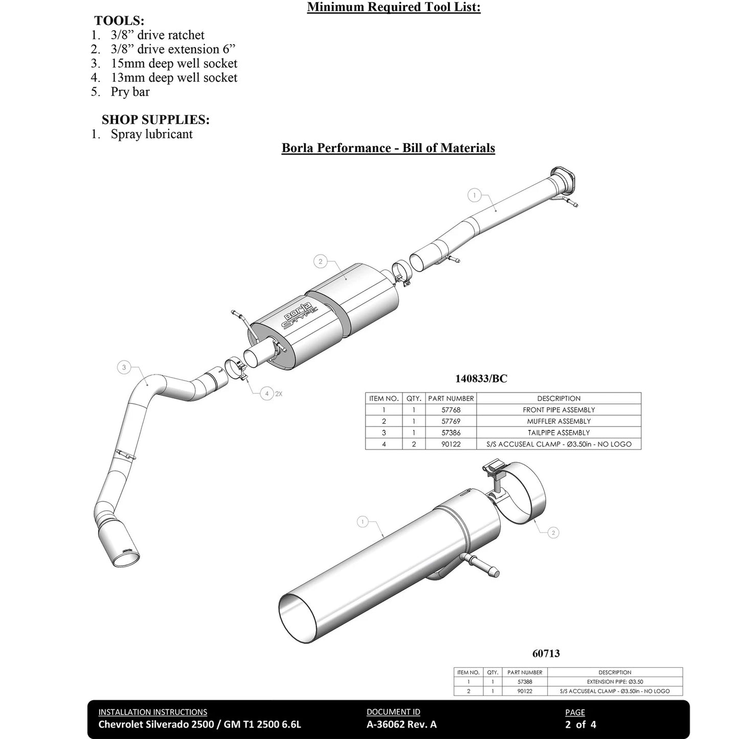 Borla 6.6L T-304 SS Cat-Back S-Type Exhaust | Chevrolet Silverado / GMC Sierra (20-22) (140833BC)