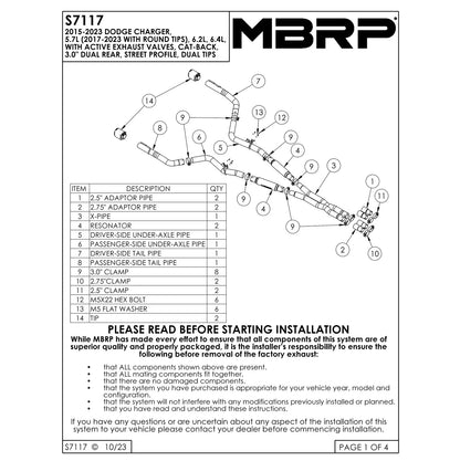 MBRP 3in Dual Rear Exit Aluminized Catback Exhaust | Dodge Charger 5.7L (17-21) (S7117AL)