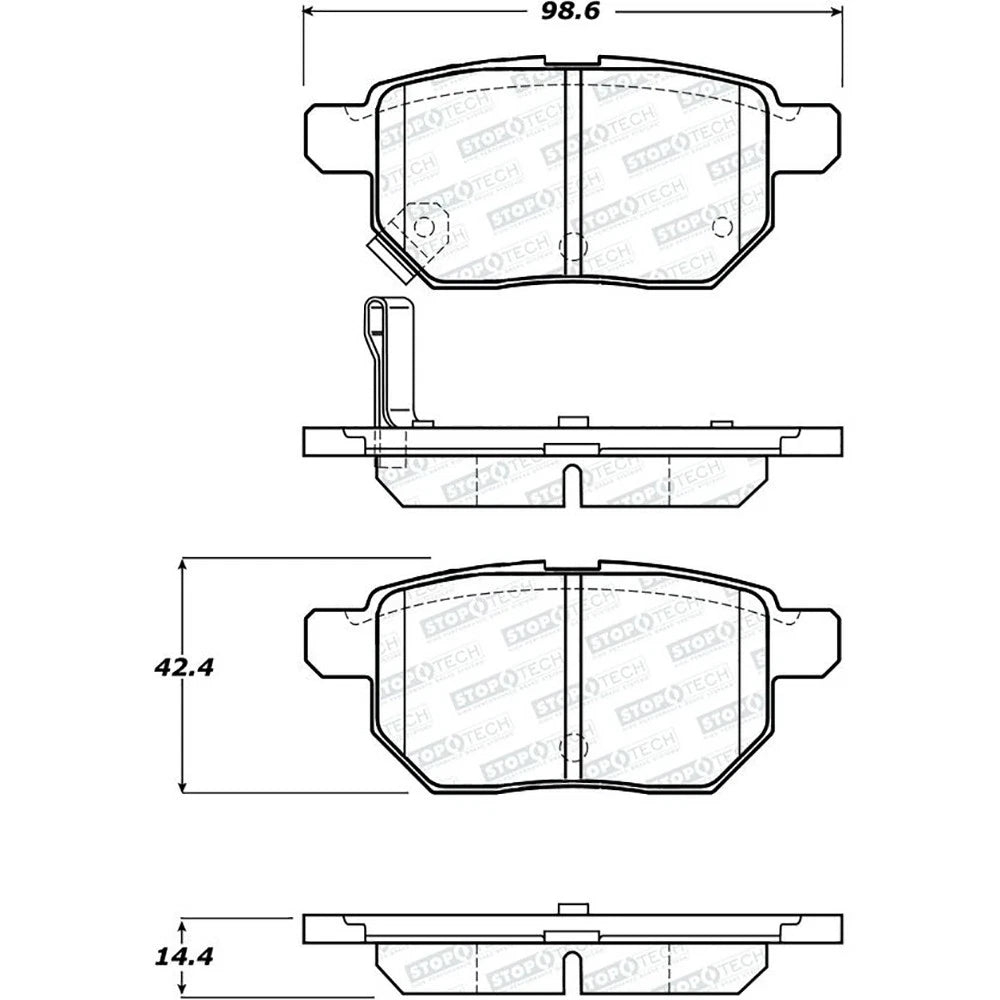 StopTech 308.13540 Rear Ceramic Brake Pads Set Kit for 2008-15 xB / 12-18 Yaris