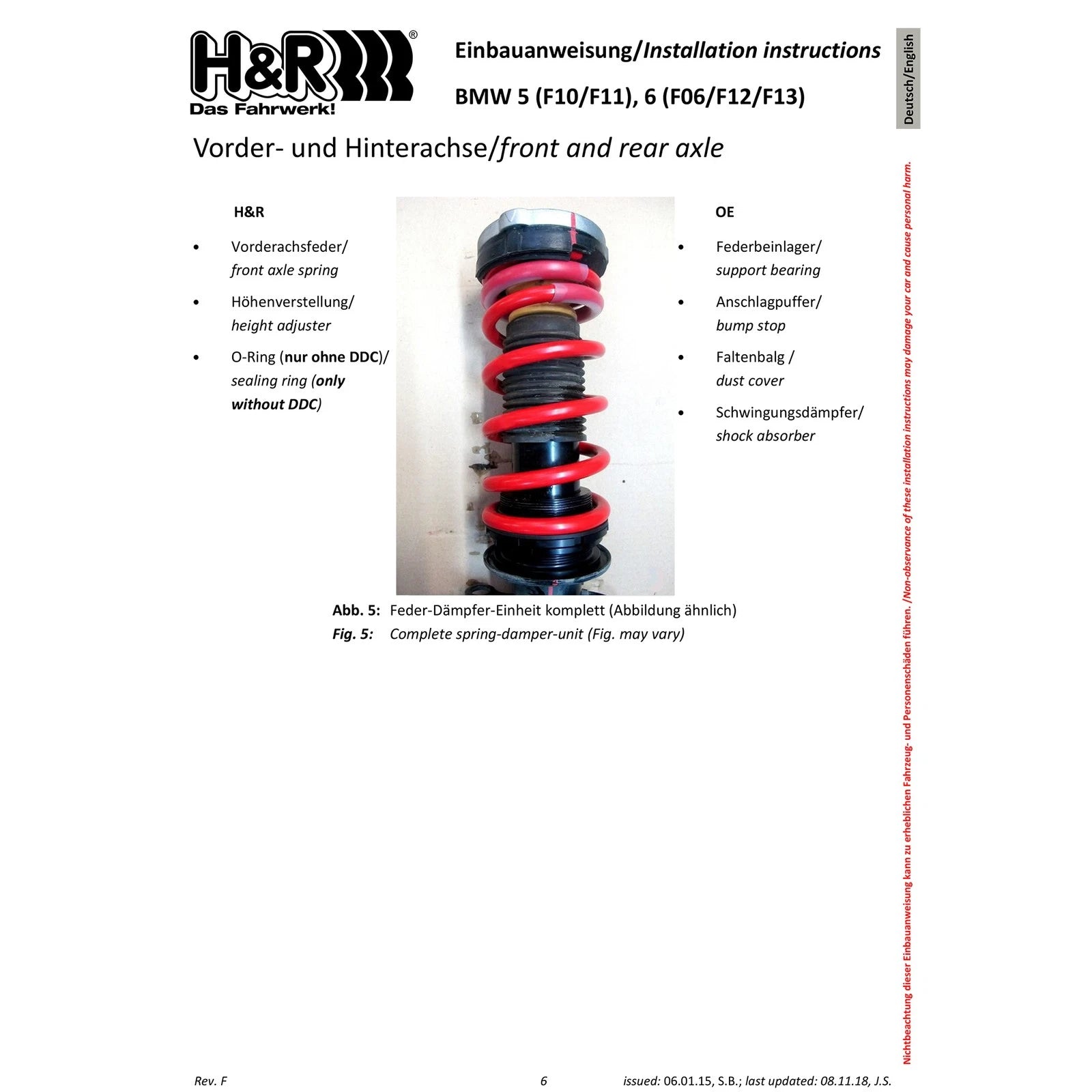 H&R VTF Adjustable Lowering Springs | BMW 650i Coupe (12-19) w/ Adaptive Drive (F13) (23000-5)