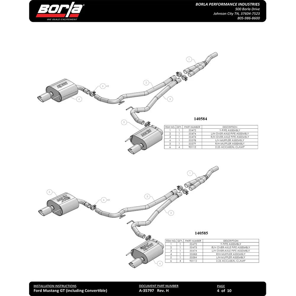 Borla Cat-Back Exhaust System - ATAK | 2015-2017 Ford Mustang 5.0L (140591)