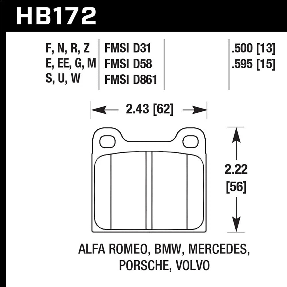Hawk Performance Street Brake Pads (HB172F.595)