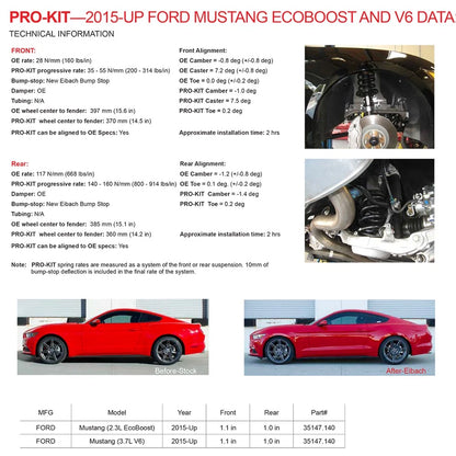 Eibach Pro-Kit Lowering Springs | 2015-2017 Ford Mustang S550 (35147.140)
