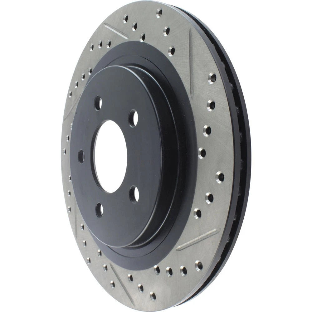StopTech 127.61087L Rear Left Drilled Disc Brake Rotor for 2005-14 Ford Mustang