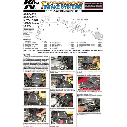 K&N Blue Typhoon Short Ram Intake | Mitsubishi Lancer (02-06) (69-6540TB)